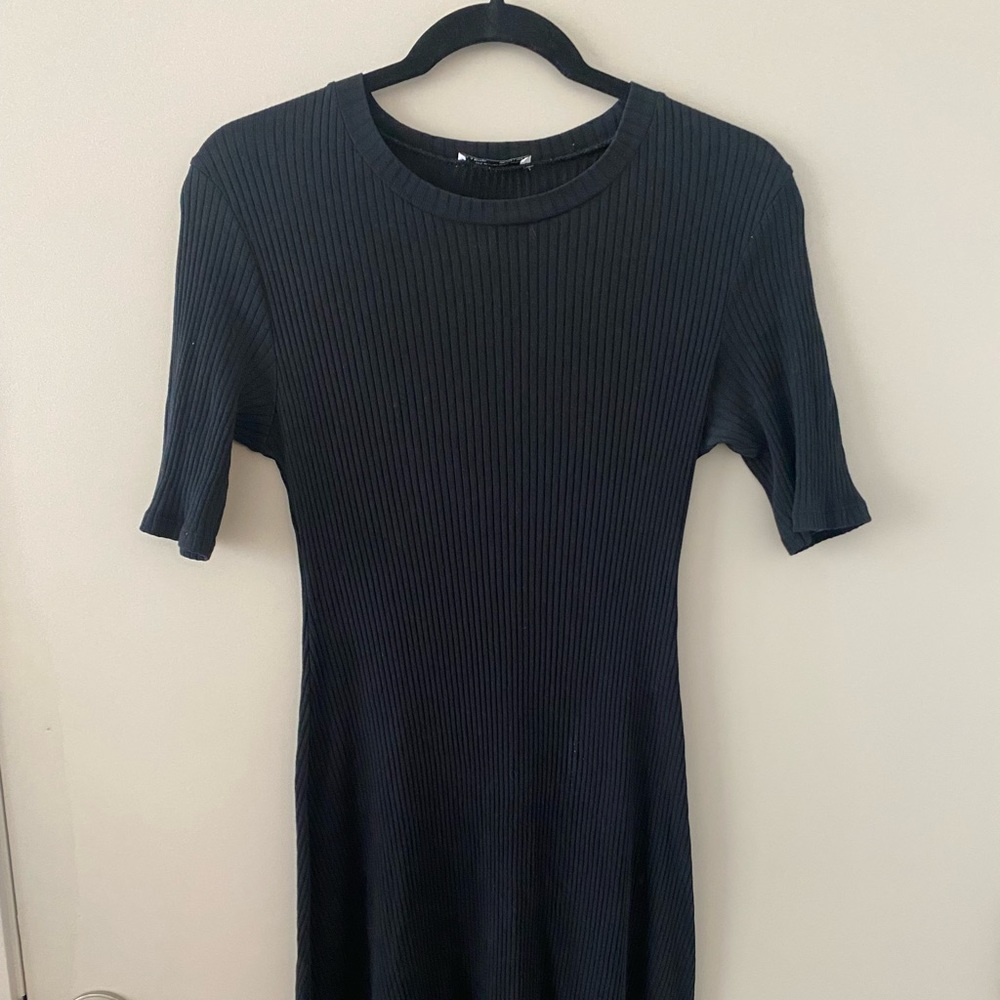 Zara Black Ripped Mini Dress, Size Large